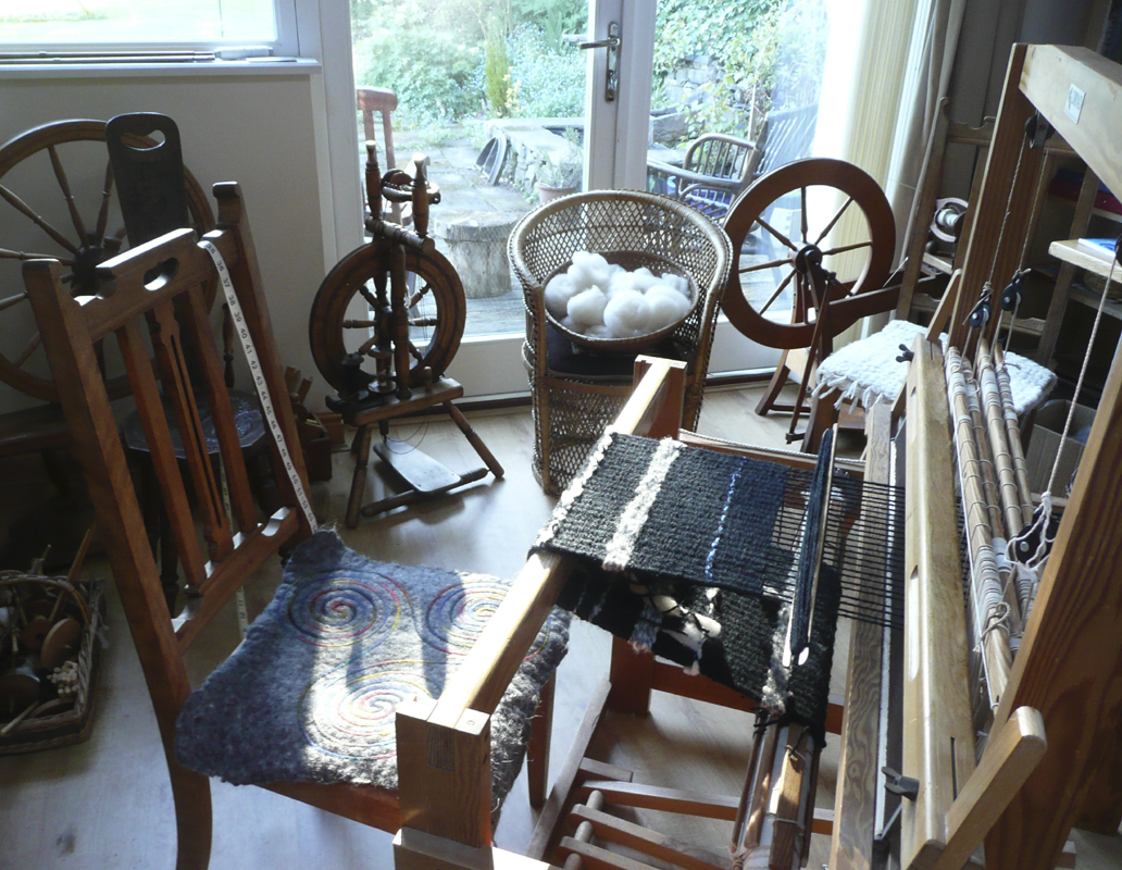 Weaving equipment in the studio workshop