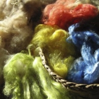 Samples of fleece with coloured silk